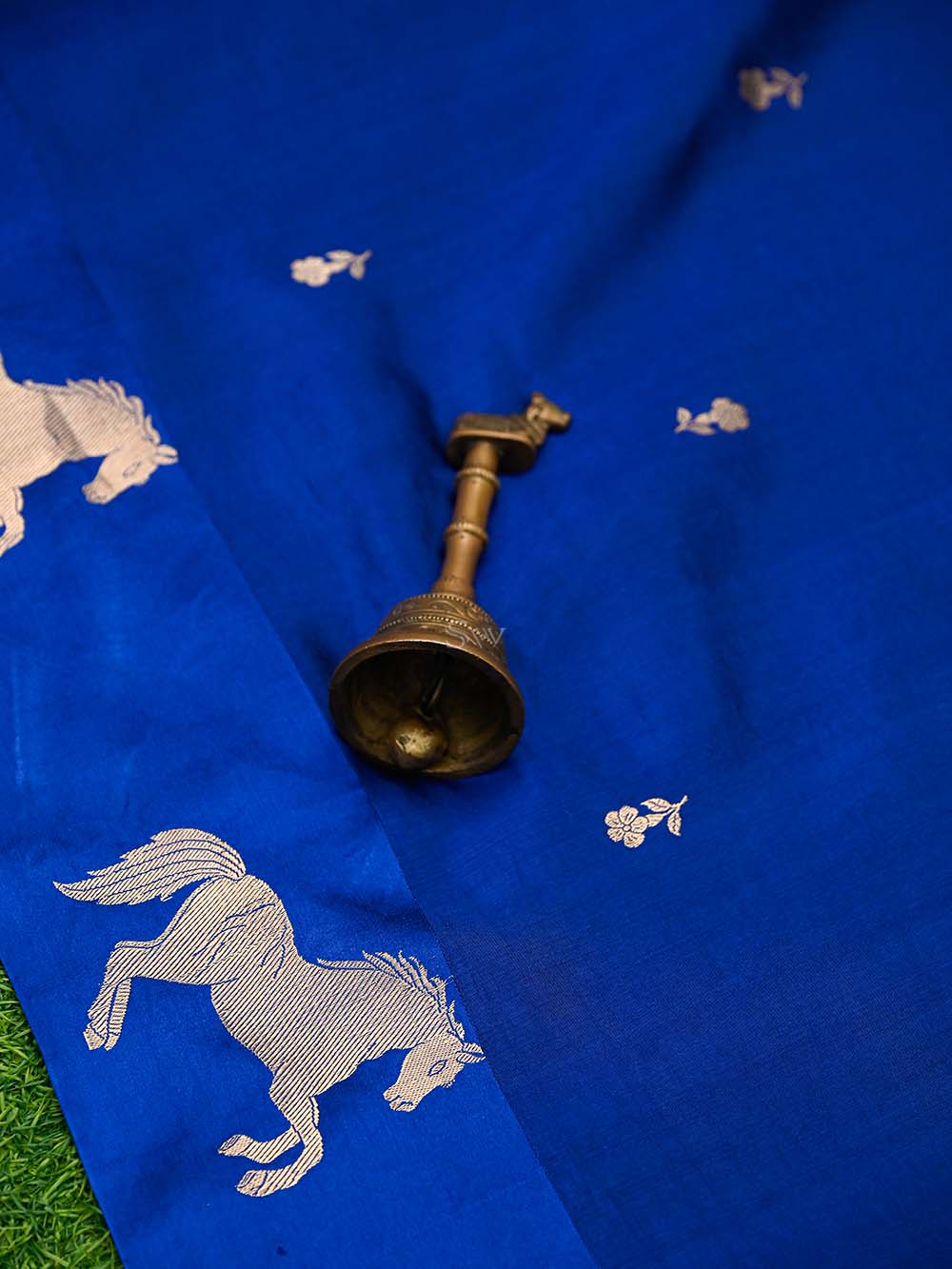 Blue Booti Katan Silk Handloom Banarasi Suit - Sacred Weaves