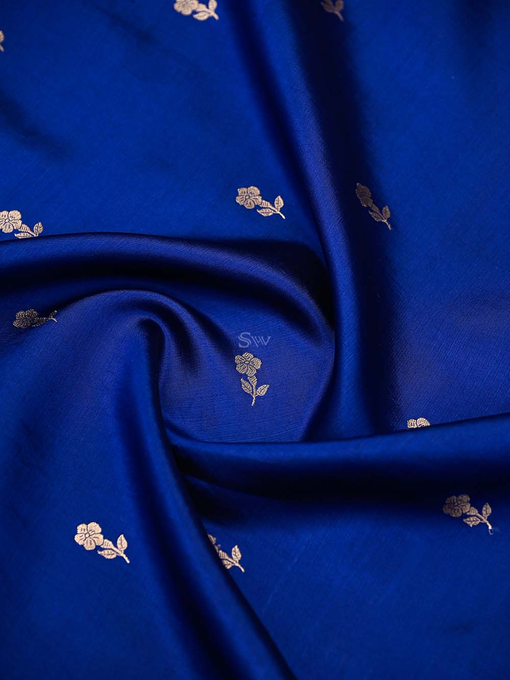 Blue Booti Katan Silk Handloom Banarasi Suit - Sacred Weaves