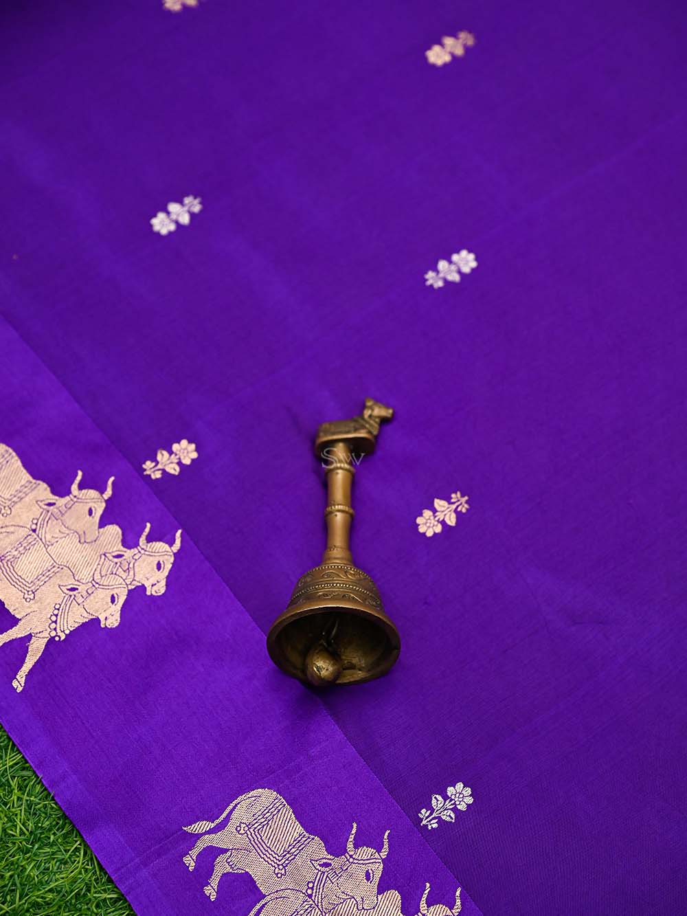 Purple Booti Katan Silk Handloom Banarasi Suit