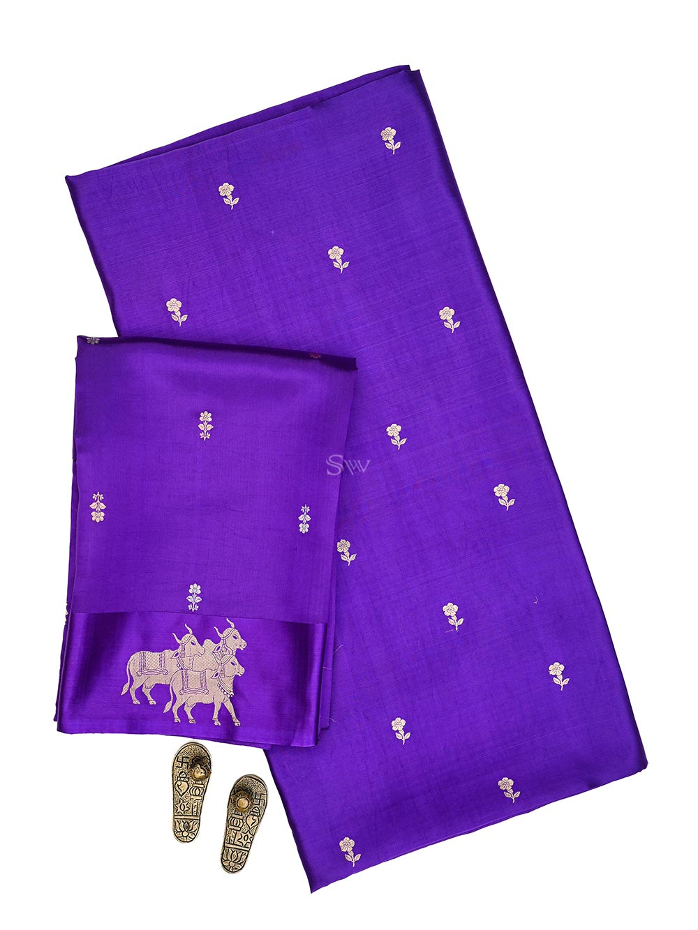 Purple Booti Katan Silk Handloom Banarasi Suit