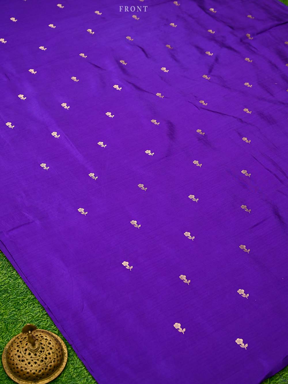 Purple Booti Katan Silk Handloom Banarasi Suit