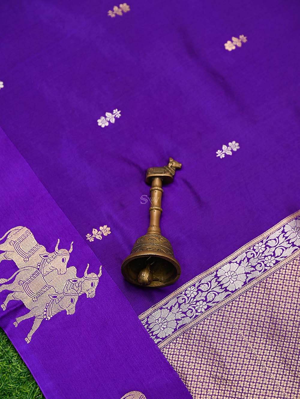 Purple Booti Katan Silk Handloom Banarasi Suit