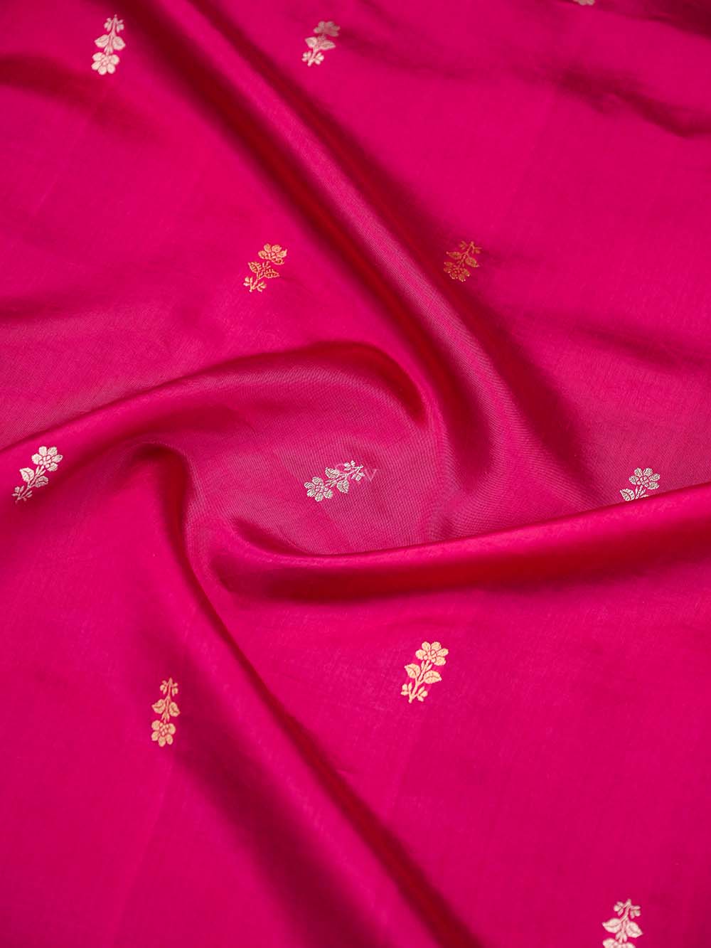Dark Pink Booti Katan Silk Handloom Banarasi Suit