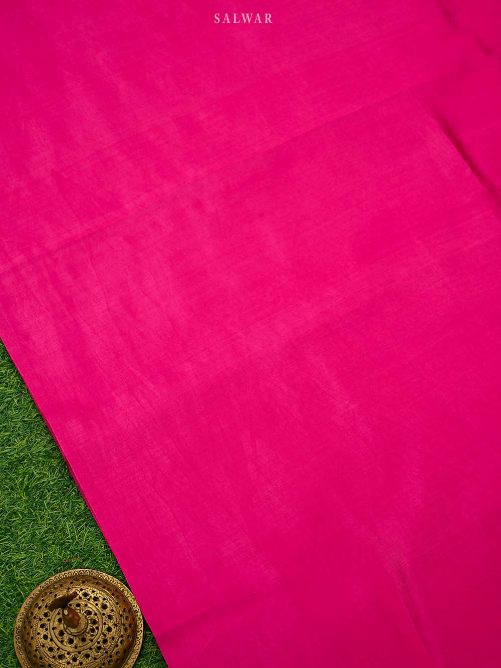 Dark Pink Booti Katan Silk Handloom Banarasi Suit