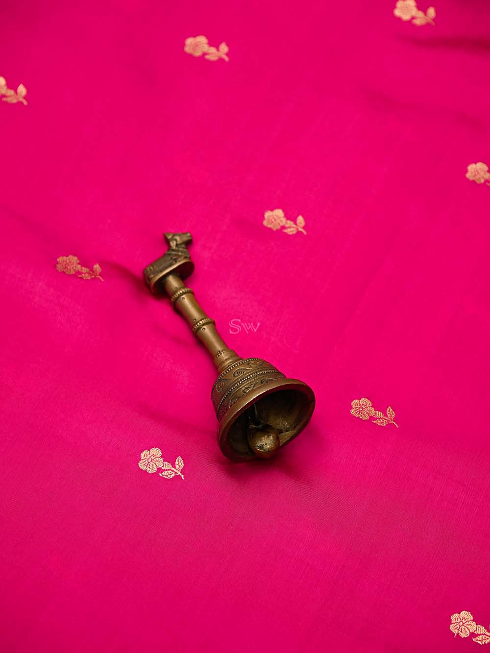 Dark Pink Booti Katan Silk Handloom Banarasi Suit