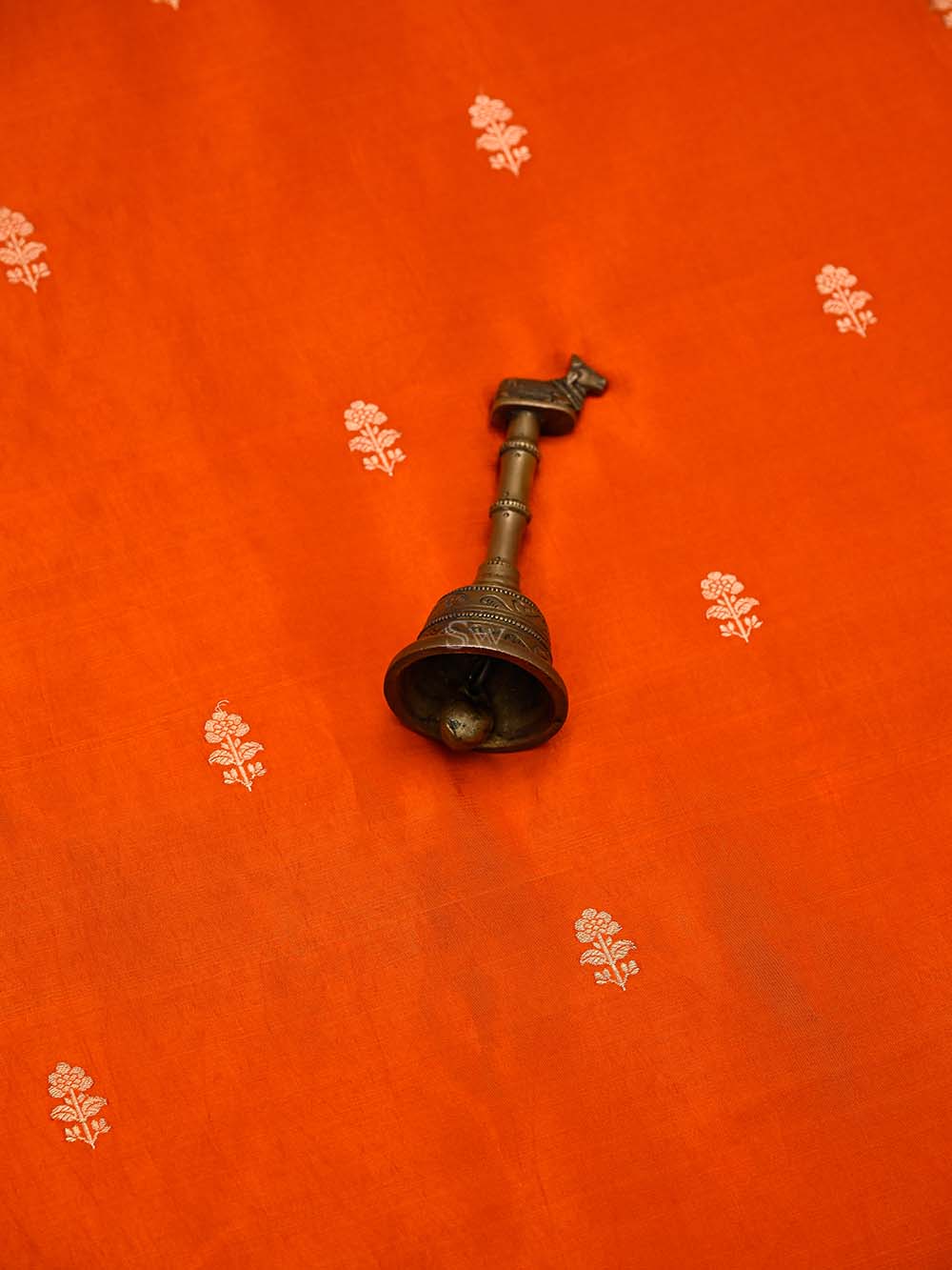 Dark Orange Booti Katan Silk Handloom Banarasi Suit