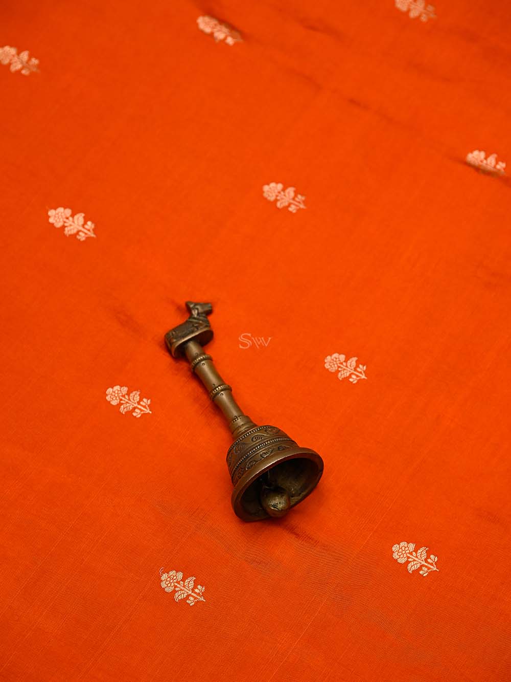 Dark Orange Booti Katan Silk Handloom Banarasi Suit