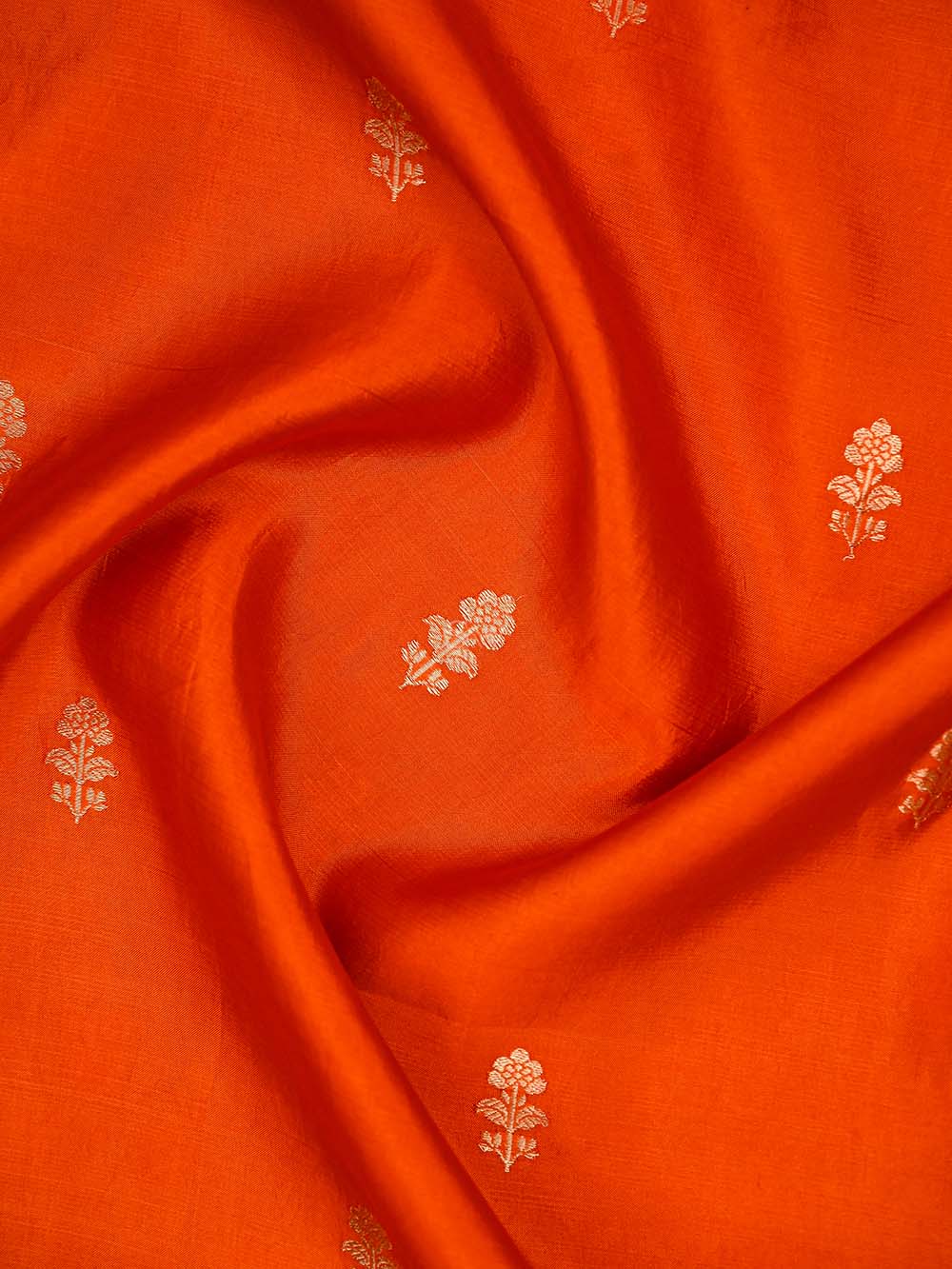 Dark Orange Booti Katan Silk Handloom Banarasi Suit