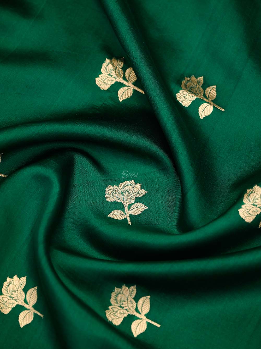 Bottle Green Booti Katan Silk Handloom Banarasi Suit