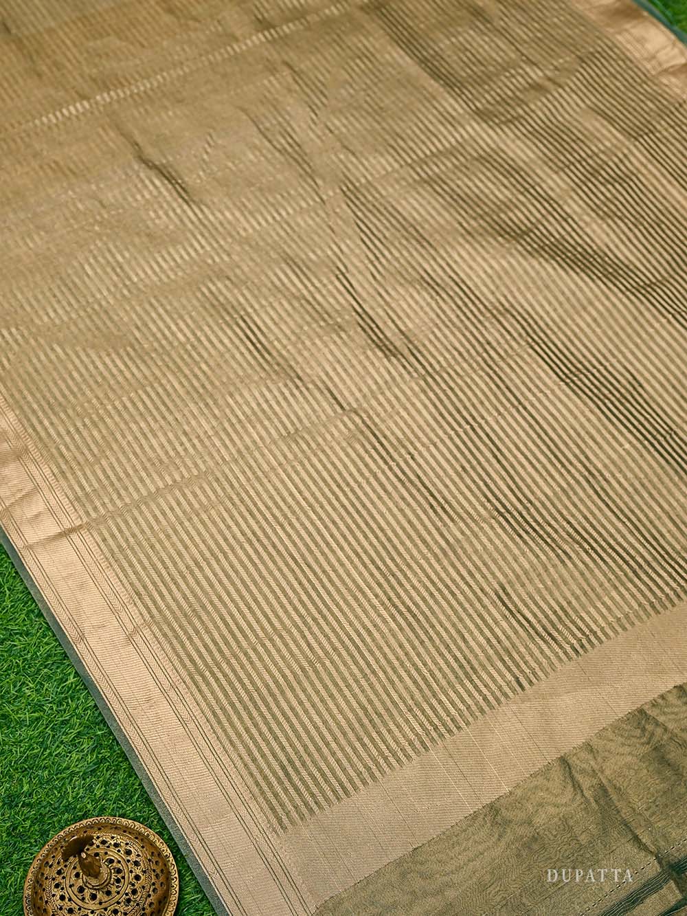 Bottle Green Booti Katan Silk Handloom Banarasi Suit