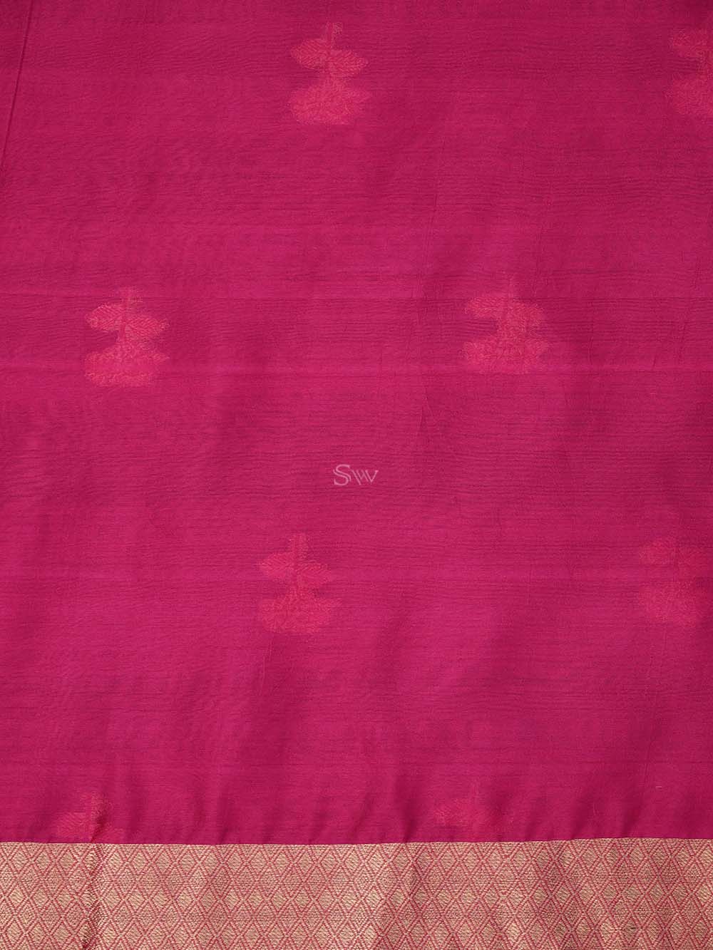 Dark Pink Booti Katan Silk Handloom Banarasi Suit
