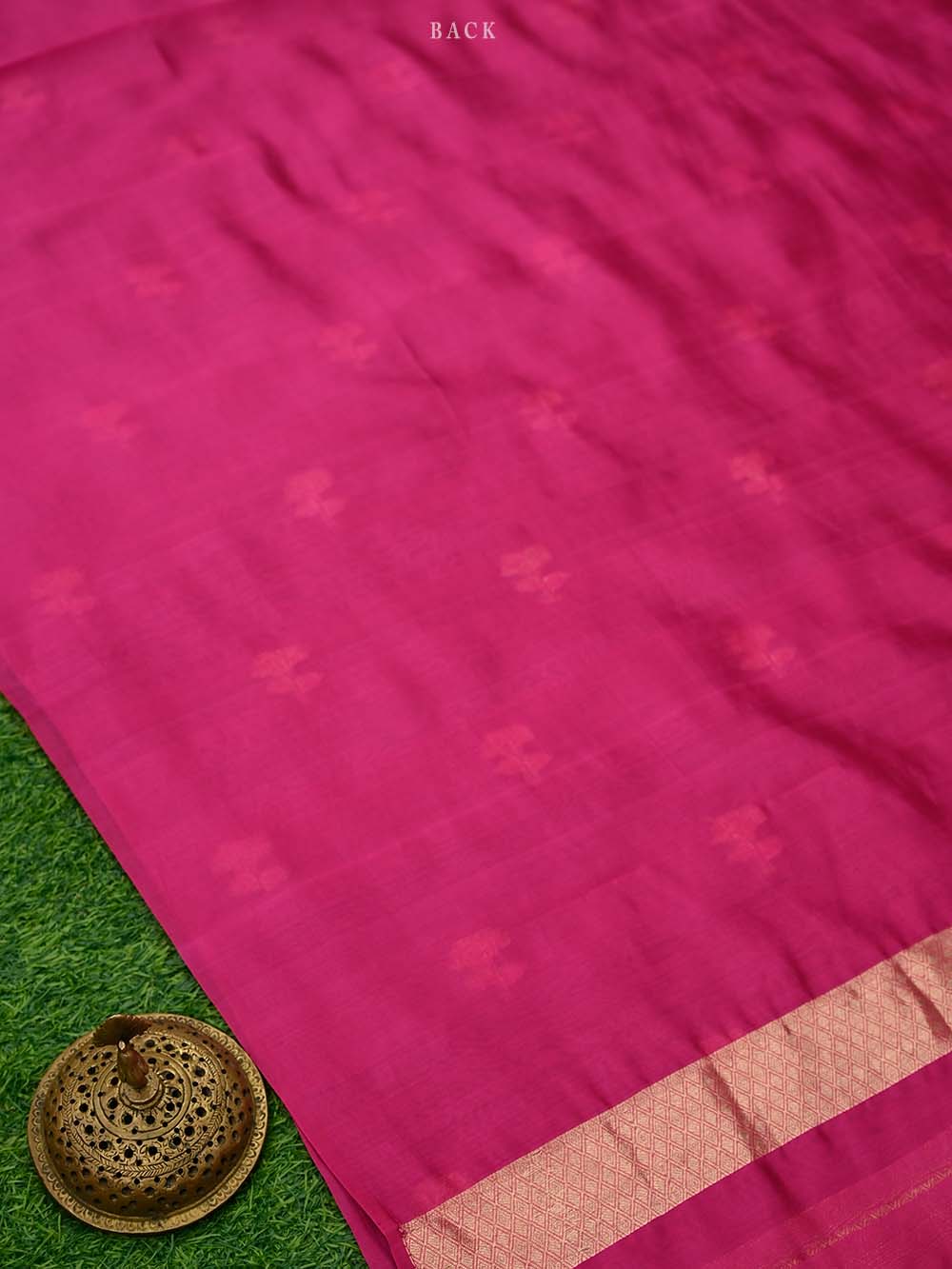 Dark Pink Booti Katan Silk Handloom Banarasi Suit