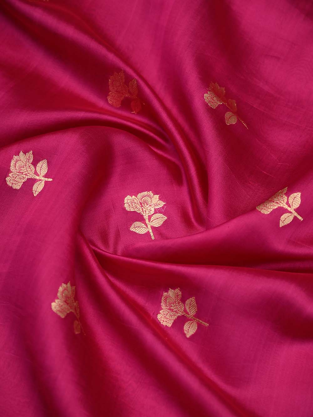 Dark Pink Booti Katan Silk Handloom Banarasi Suit