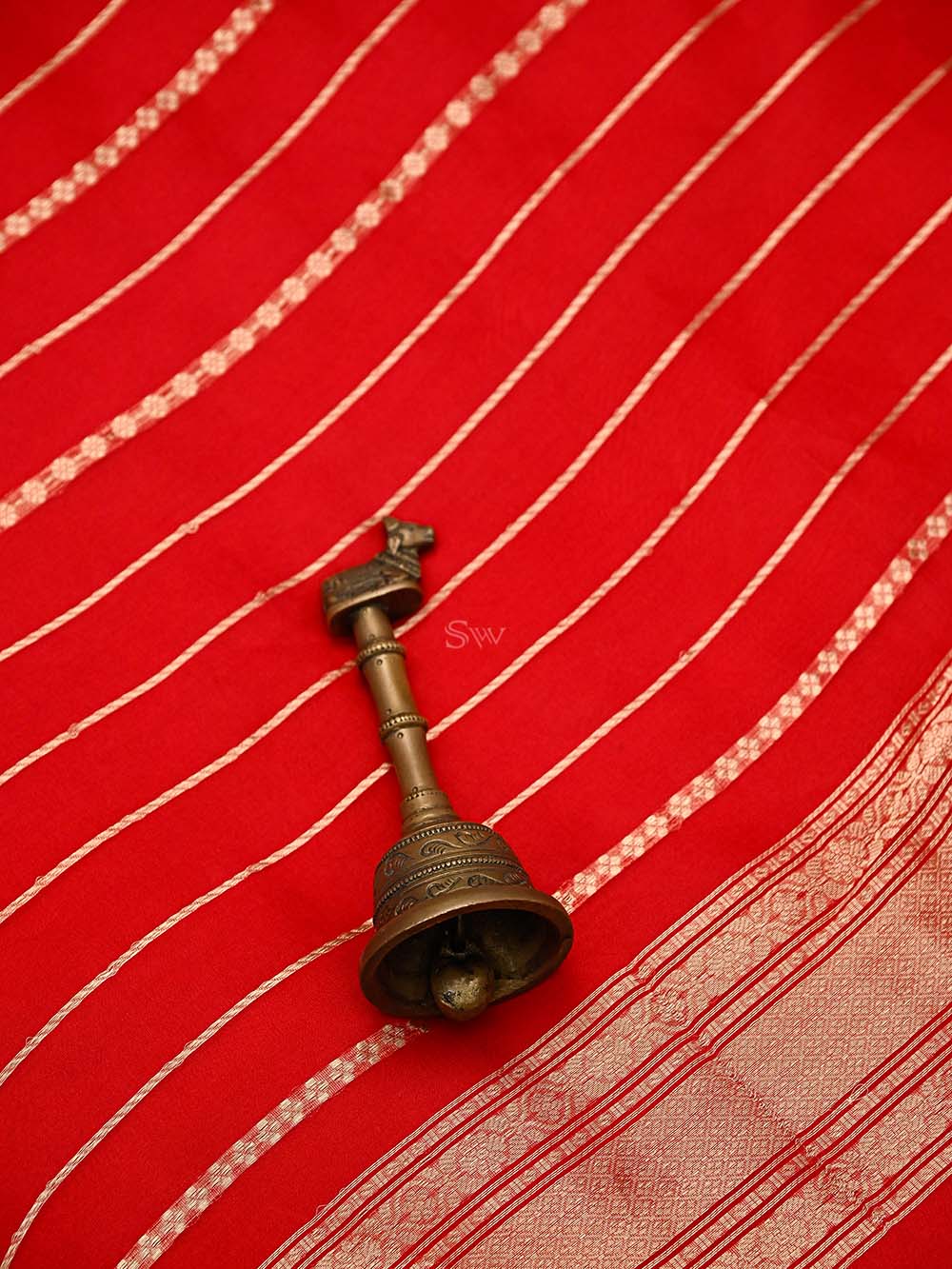 Red Booti Katan Silk Handloom Banarasi Suit