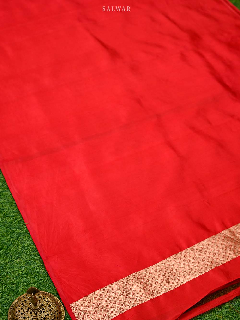 Red Booti Katan Silk Handloom Banarasi Suit