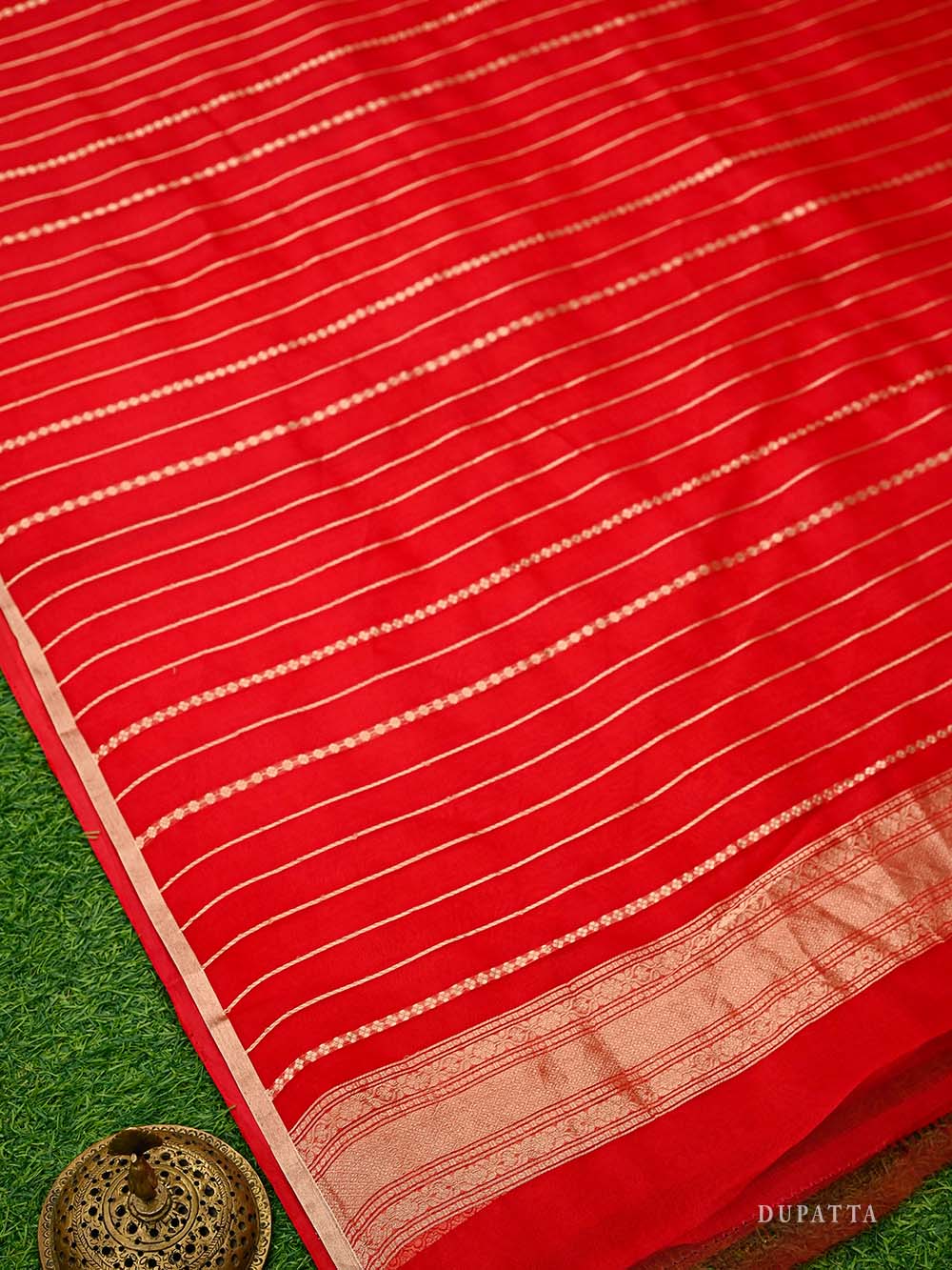 Red Booti Katan Silk Handloom Banarasi Suit
