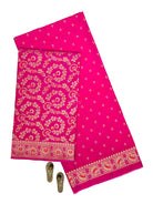 Dark Pink Meenakari Booti Katan Silk Handloom Banarasi Suit - Sacred Weaves