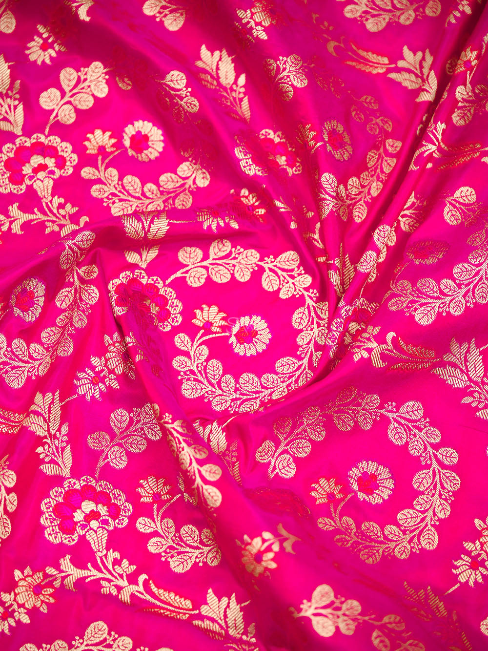 Dark Pink Meenakari Booti Katan Silk Handloom Banarasi Suit - Sacred Weaves