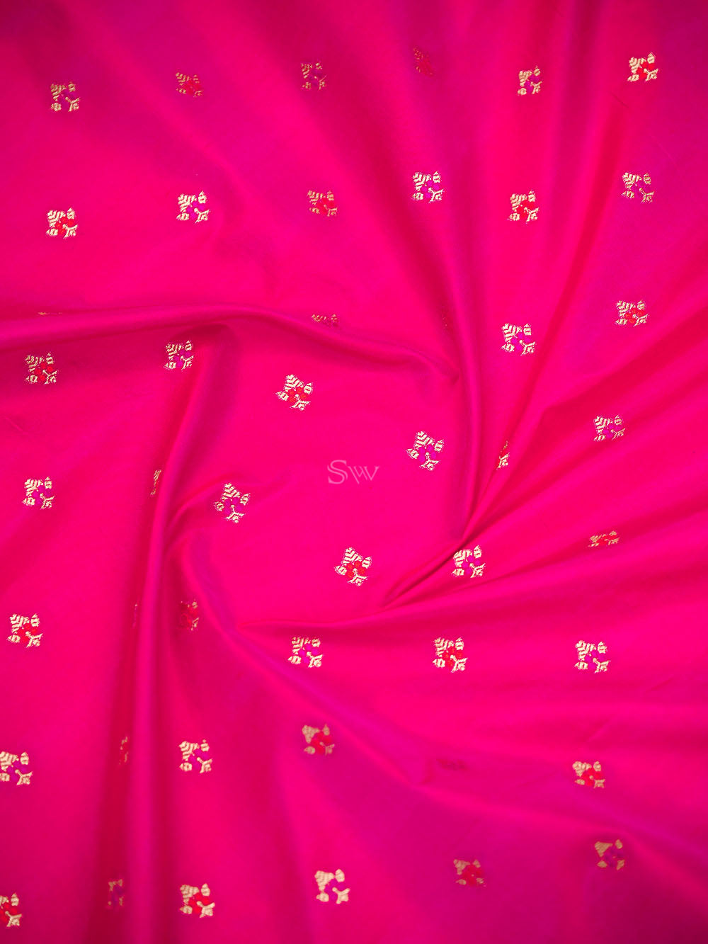 Dark Pink Meenakari Booti Katan Silk Handloom Banarasi Suit - Sacred Weaves