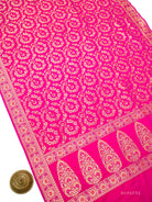 Dark Pink Meenakari Booti Katan Silk Handloom Banarasi Suit - Sacred Weaves