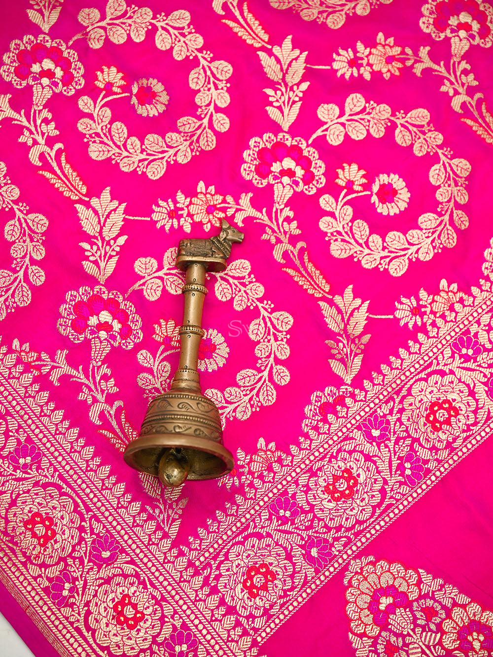 Dark Pink Meenakari Booti Katan Silk Handloom Banarasi Suit - Sacred Weaves