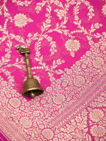 Pink Jaal Khaddi Georgette Handloom Banarasi Saree - Sacred Weaves