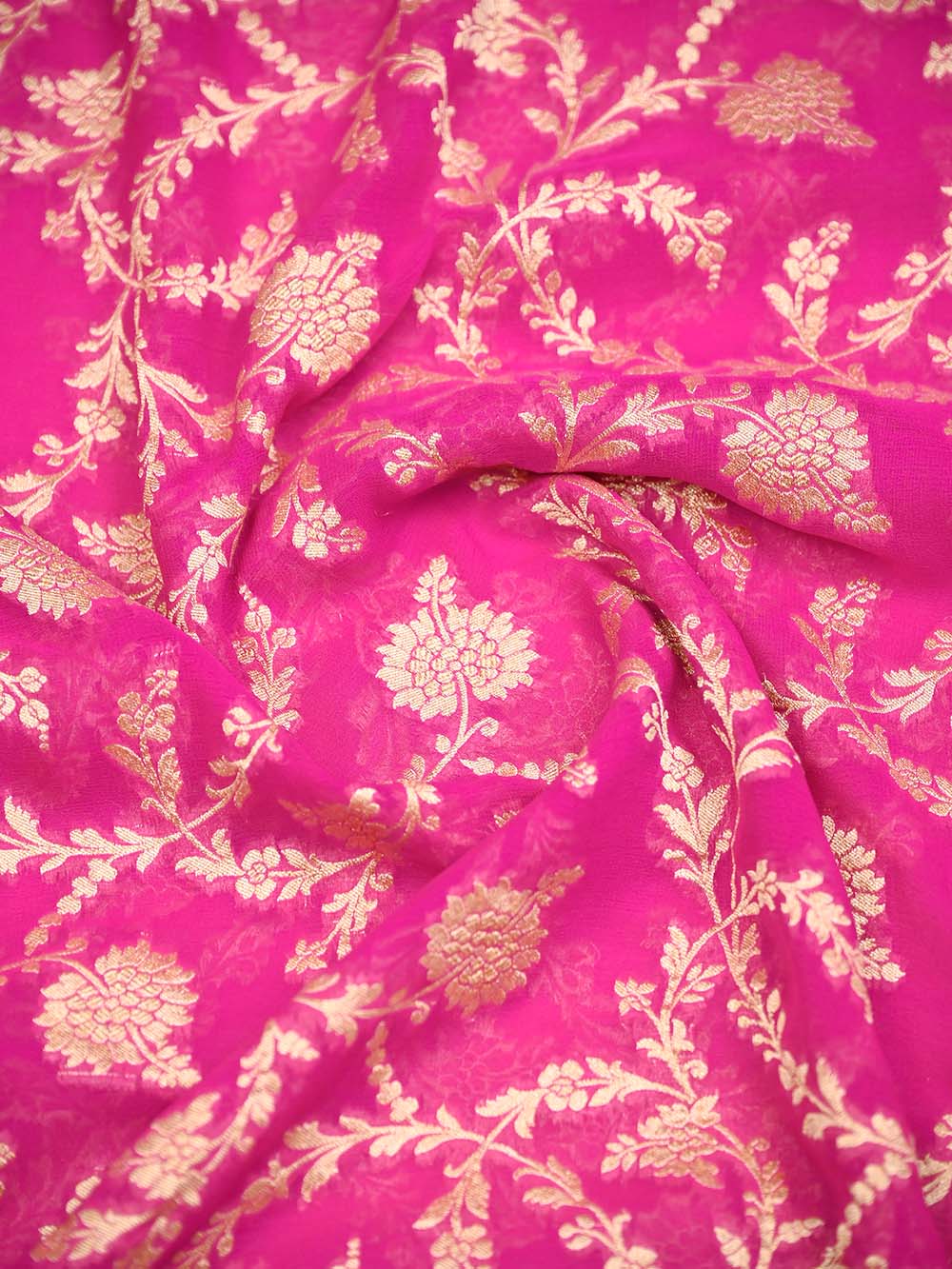 Pink Jaal Khaddi Georgette Handloom Banarasi Saree - Sacred Weaves