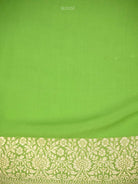 Parrot Green Jaal Khaddi Georgette Handloom Banarasi Saree - Sacred Weaves