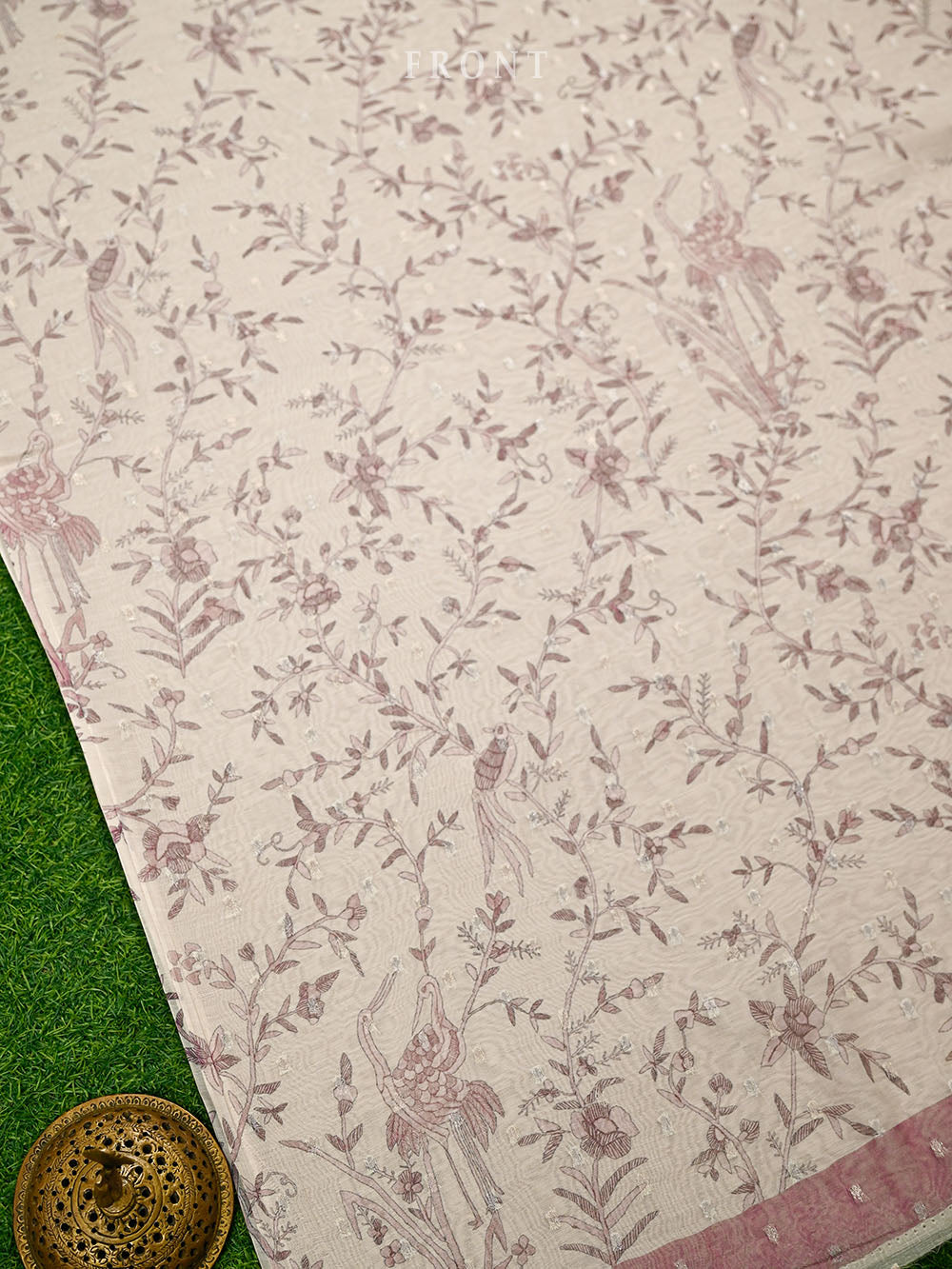 Off White Booti Cotton Silk Handloom Banarasi Suit - Sacred Weaves