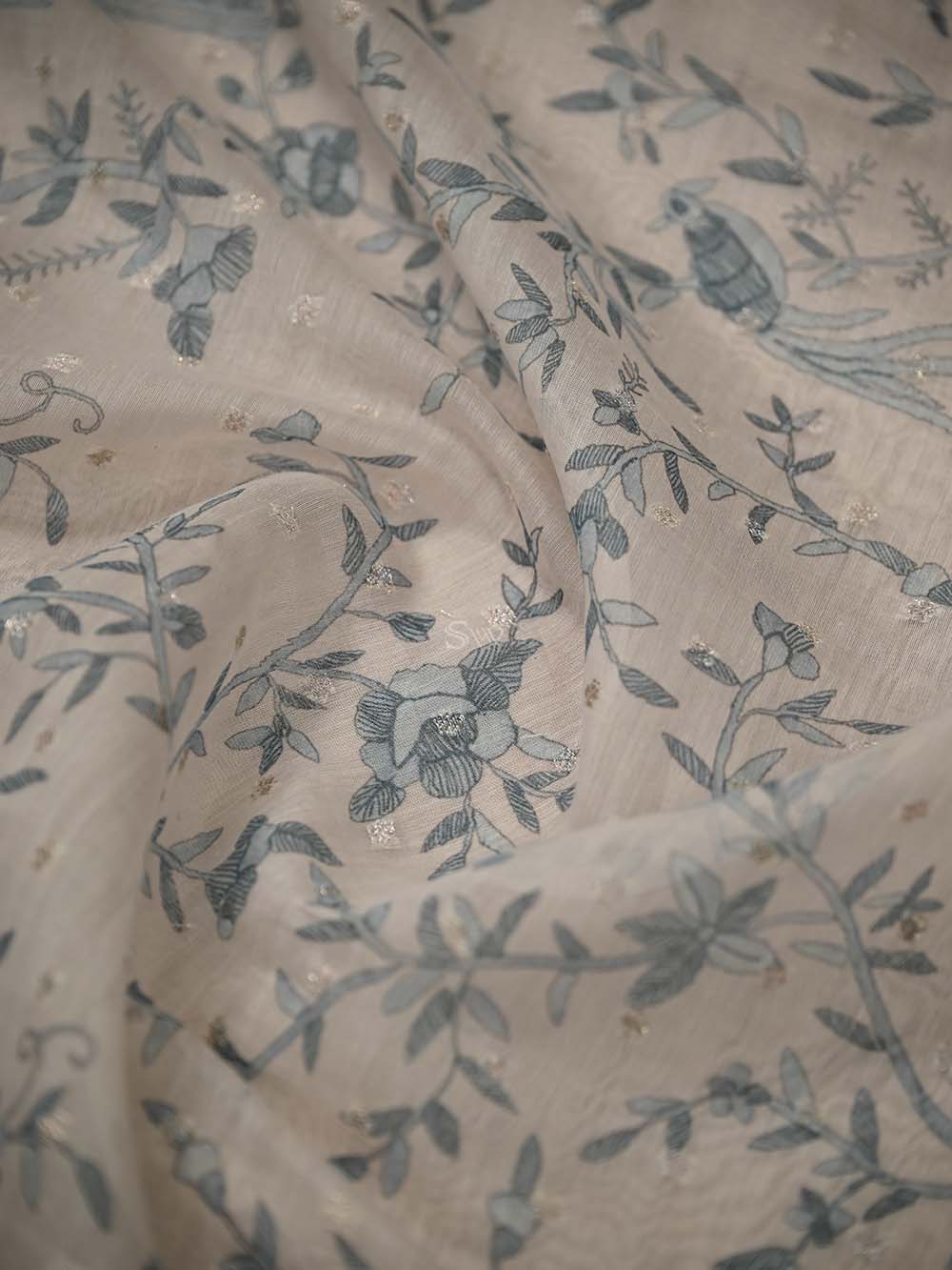 Off White Booti Cotton Silk Handloom Banarasi Suit - Sacred Weaves