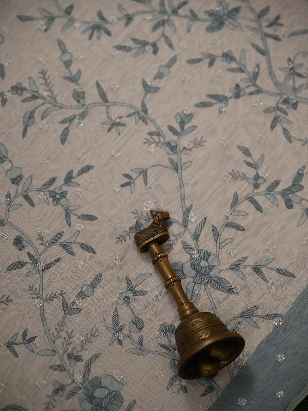 Off White Booti Cotton Silk Handloom Banarasi Suit - Sacred Weaves