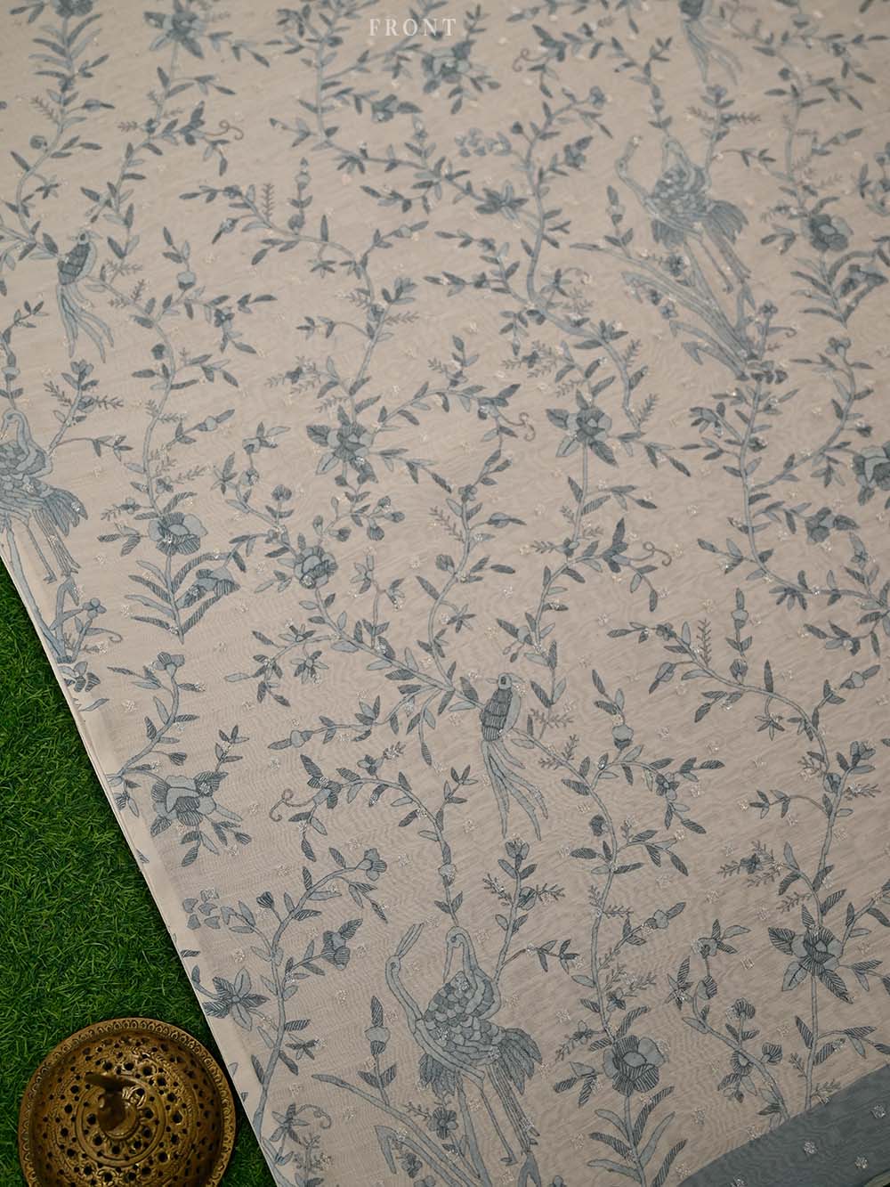 Off White Booti Cotton Silk Handloom Banarasi Suit - Sacred Weaves