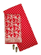 Red Booti Katan Silk Handloom Banarasi Suit - Sacred Weaves