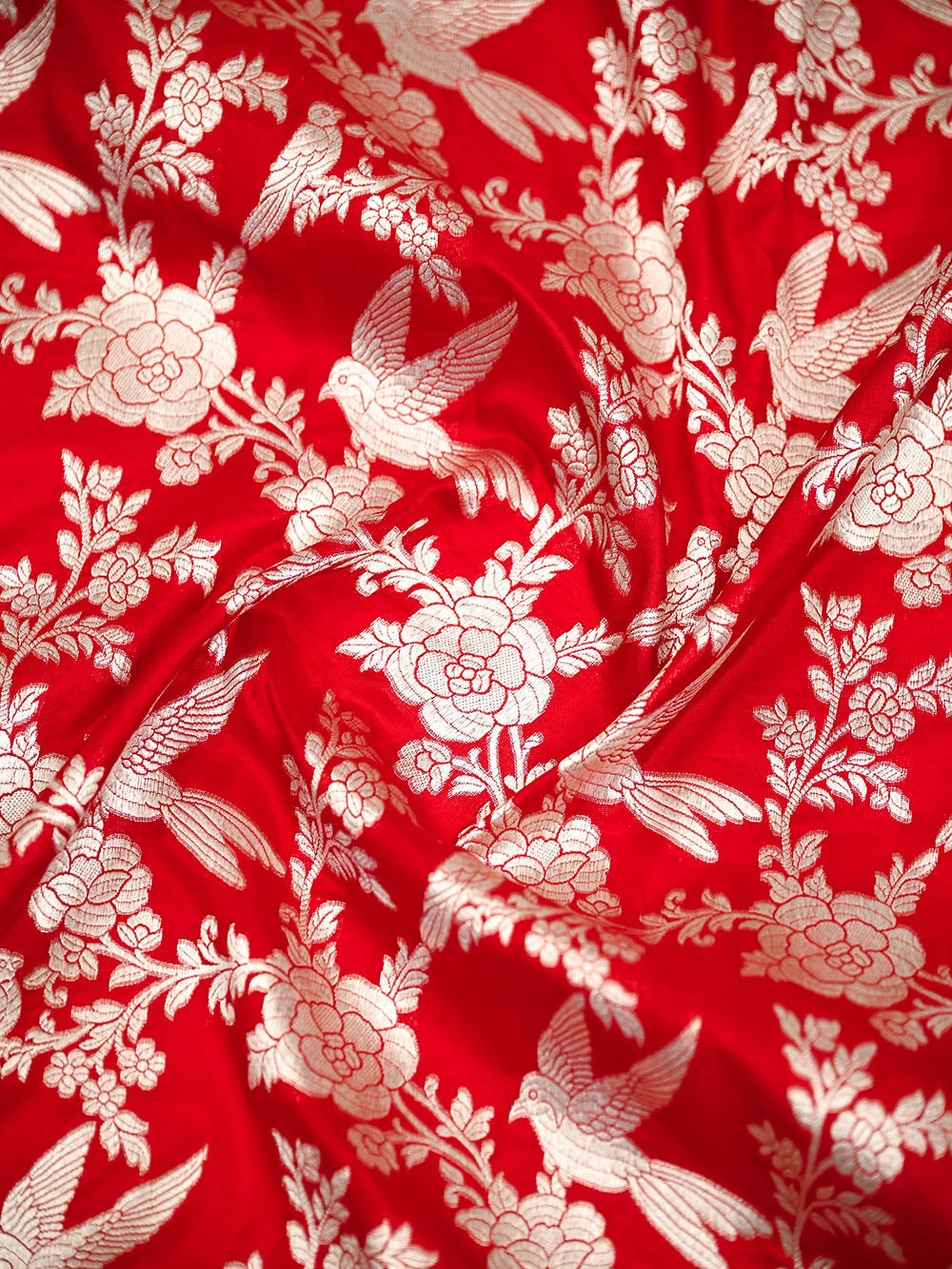 Red Booti Katan Silk Handloom Banarasi Suit - Sacred Weaves
