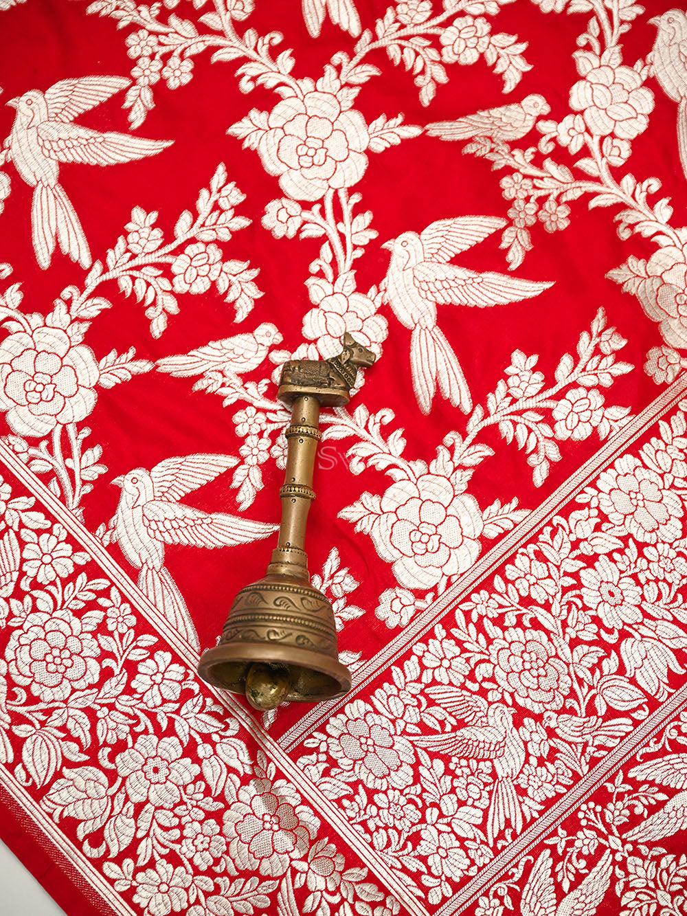 Red Booti Katan Silk Handloom Banarasi Suit - Sacred Weaves