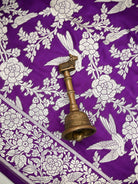 Purple Booti Katan Silk Handloom Banarasi Suit - Sacred Weaves