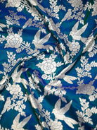 Blue Green Booti Katan Silk Handloom Banarasi Suit - Sacred Weaves