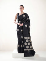 Black Boota Katan Silk Handloom Banarasi Saree - Sacred Weaves
