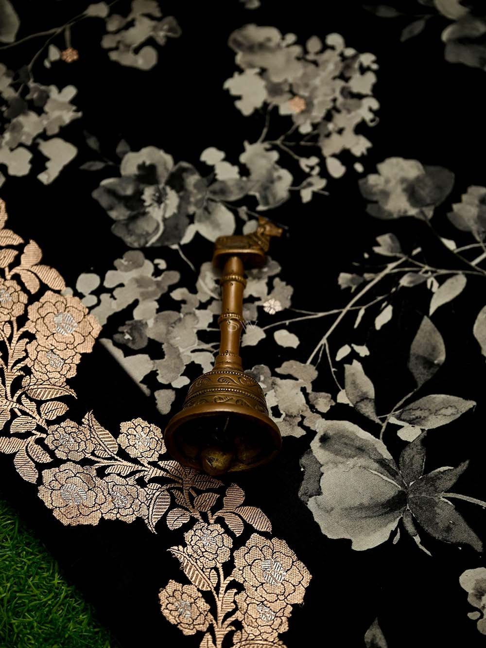 Black Booti Katan Silk Handloom Banarasi Suit - Sacred Weaves