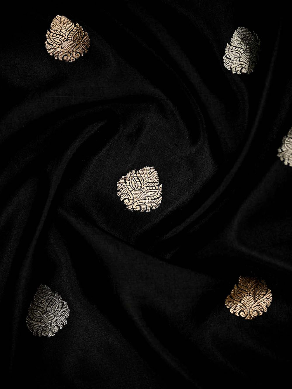 Black Booti Katan Silk Handloom Banarasi Suit - Sacred Weaves