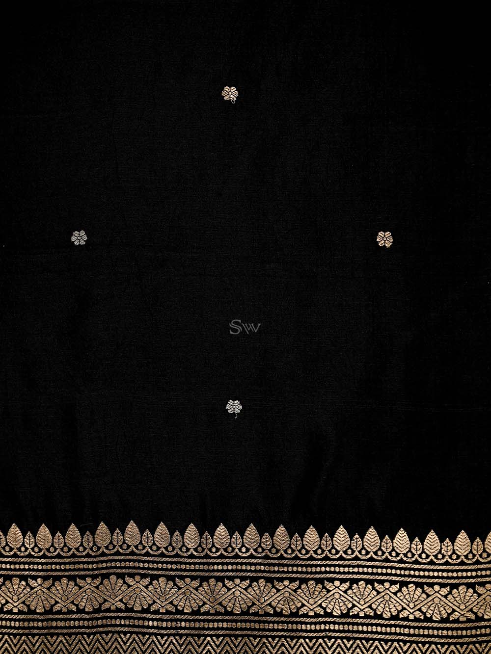 Black Booti Katan Silk Handloom Banarasi Suit - Sacred Weaves