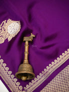 Purple Sona Roopa Zari Boota Satin Silk Handloom Banarasi Saree - Sacred Weaves