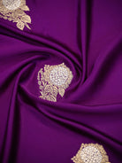 Purple Sona Roopa Zari Boota Satin Silk Handloom Banarasi Saree - Sacred Weaves