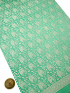 Sea Green Jaal Crepe Silk Handloom Banarasi Suit - Sacred Weaves