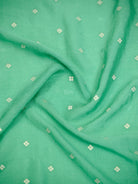 Sea Green Jaal Crepe Silk Handloom Banarasi Suit - Sacred Weaves