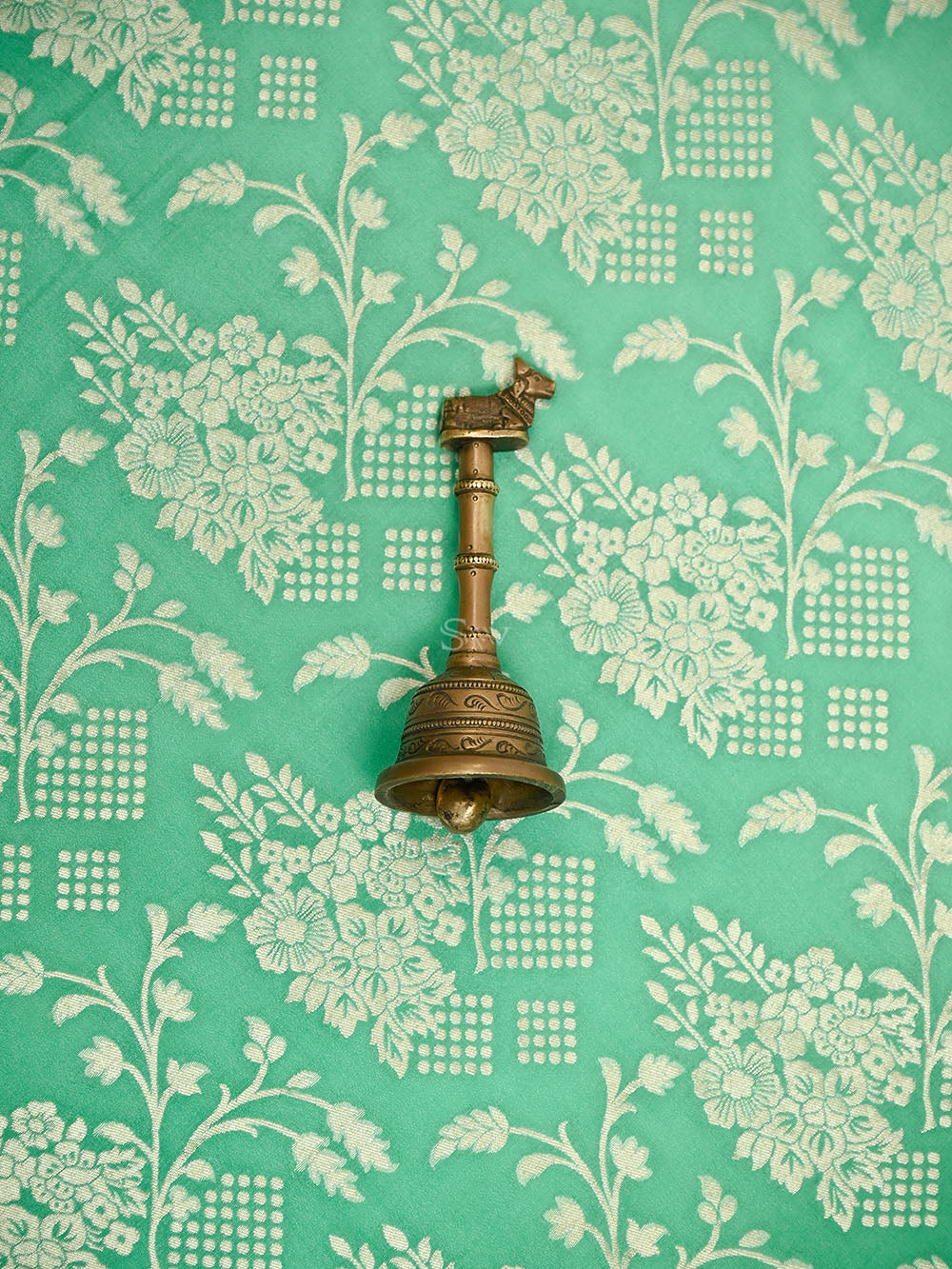 Sea Green Jaal Crepe Silk Handloom Banarasi Suit - Sacred Weaves