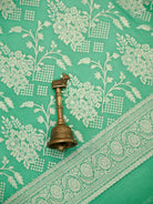 Sea Green Jaal Crepe Silk Handloom Banarasi Suit - Sacred Weaves