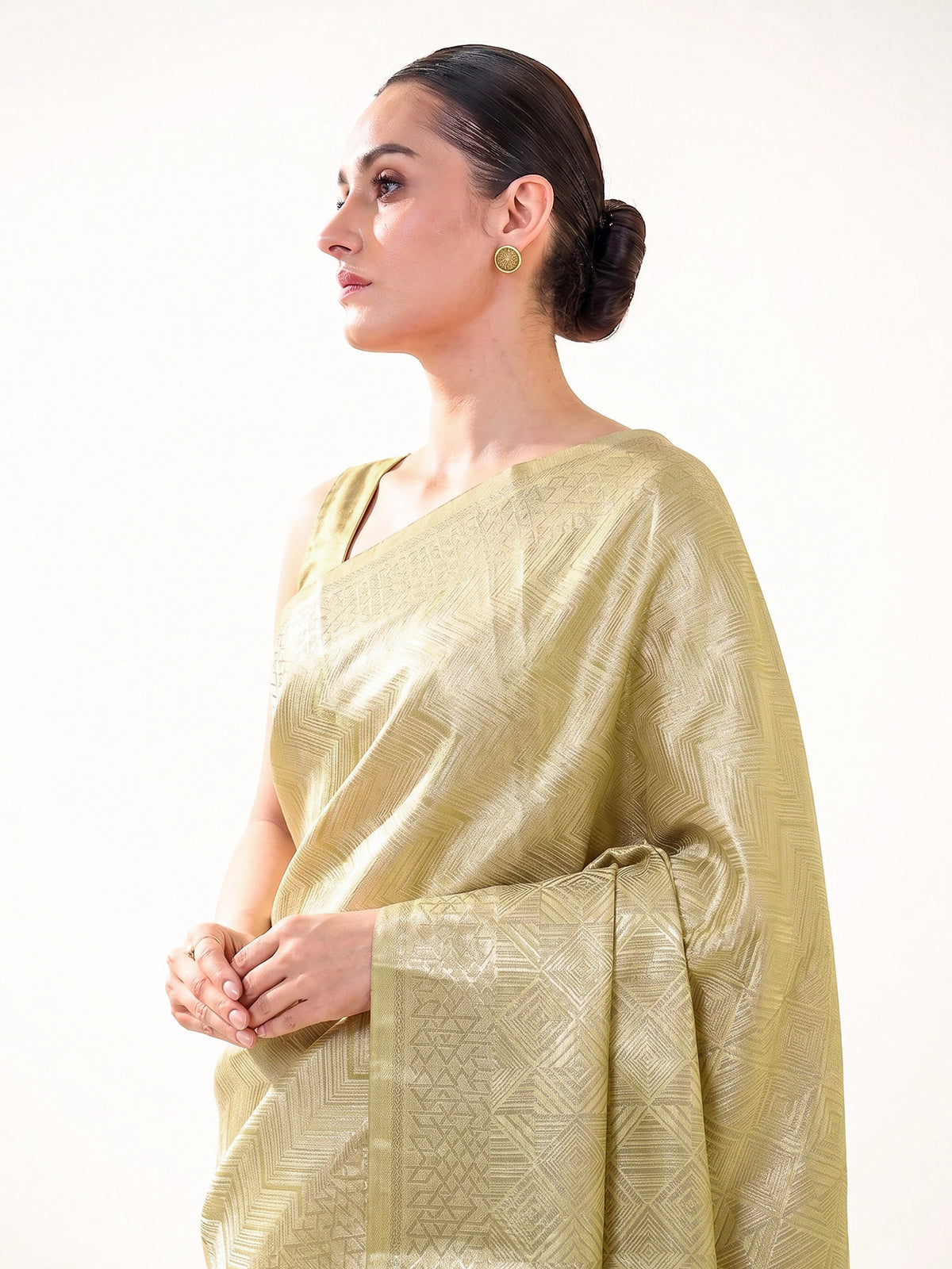 Pastel Yellow Tissue Brocade Handloom Banarasi Saree - Sacred Weaves