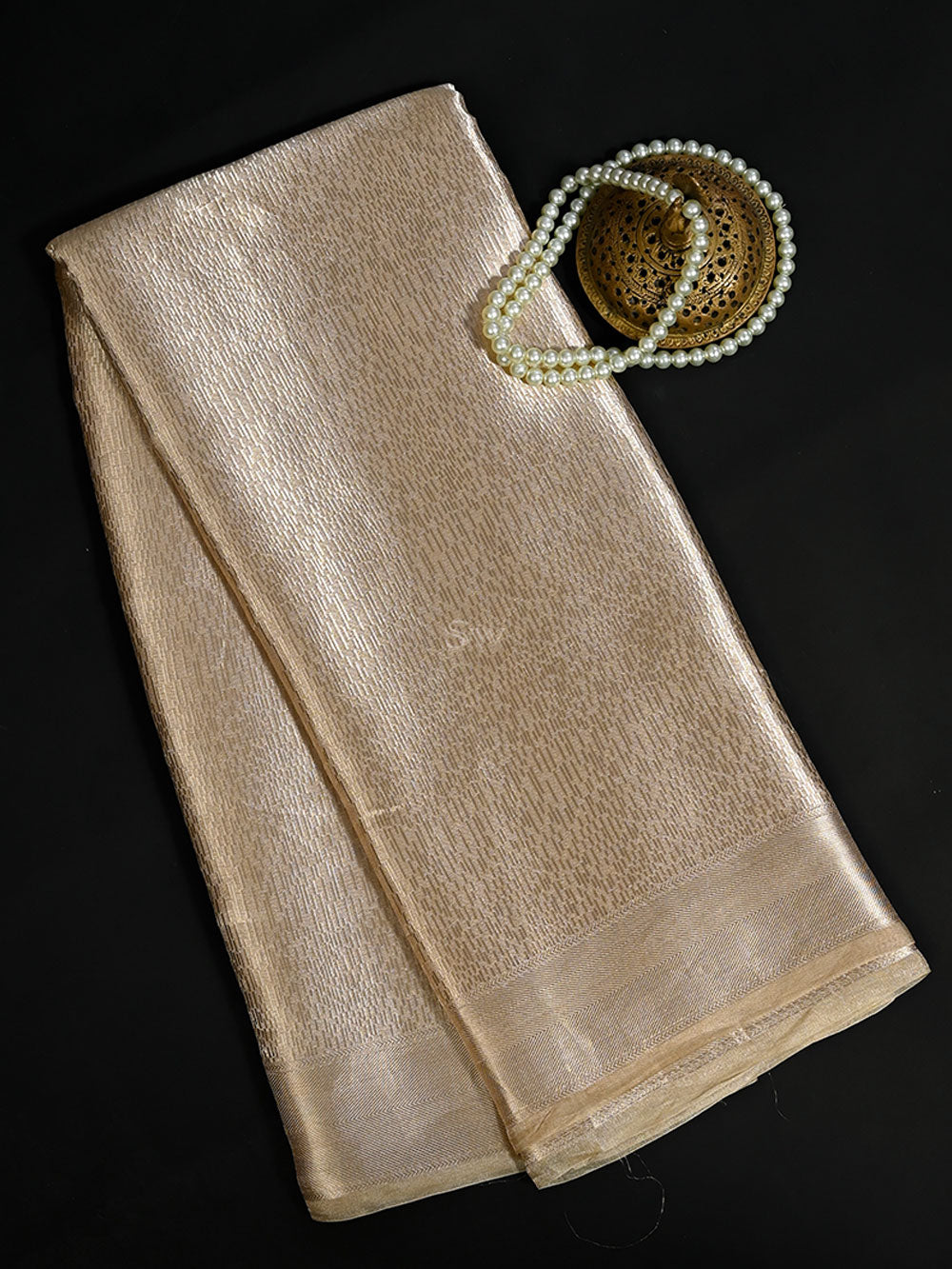 Dark Beige Tissue Brocade Handloom Banarasi Saree - Sacred Weaves