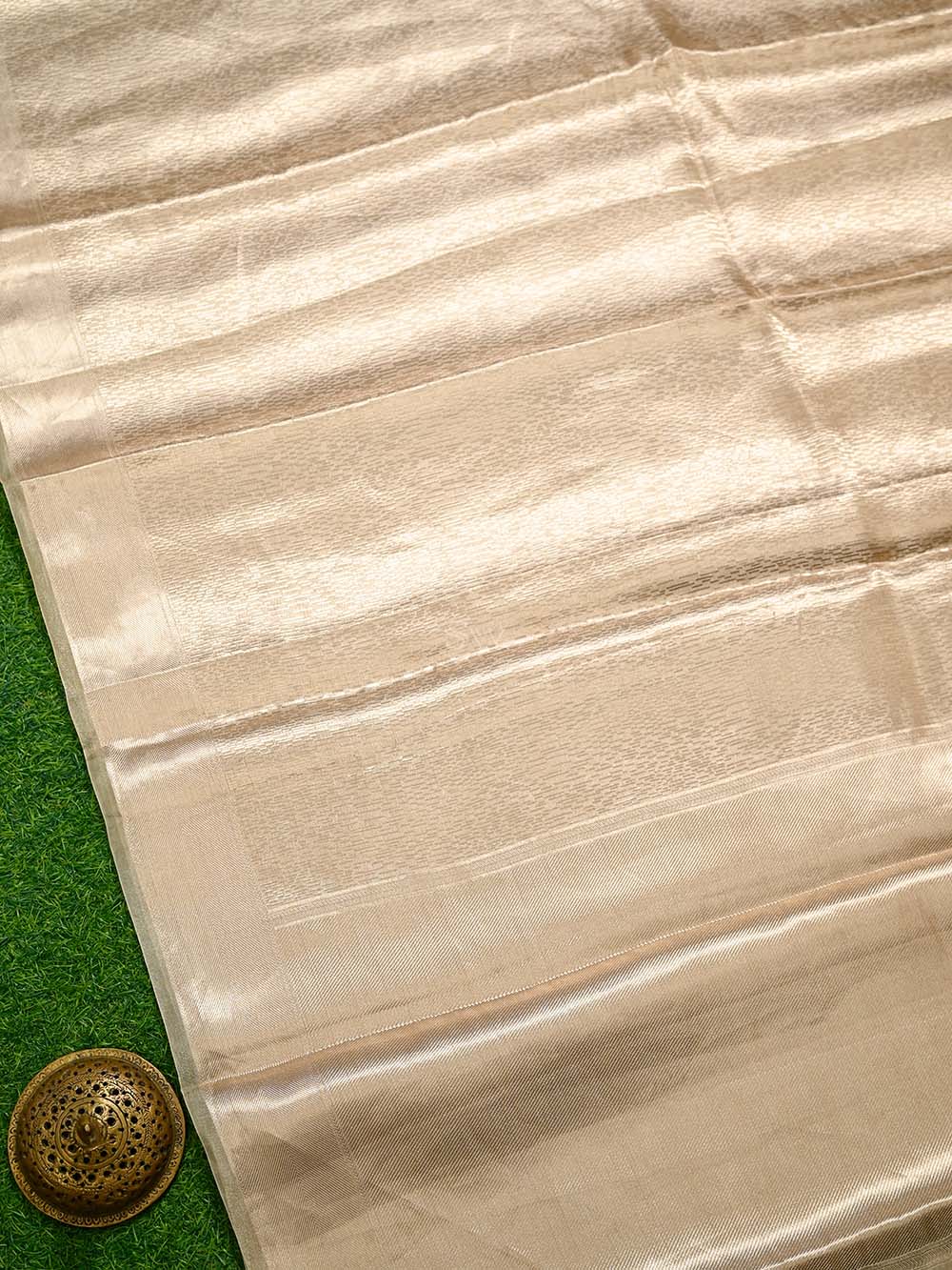 Dark Beige Tissue Brocade Handloom Banarasi Saree - Sacred Weaves